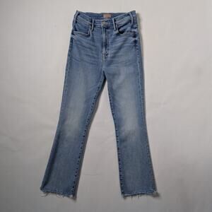 Mother Jeans Hustler Ankle Fray One Last Trip Wash 26 Blue Raw Hem GUC